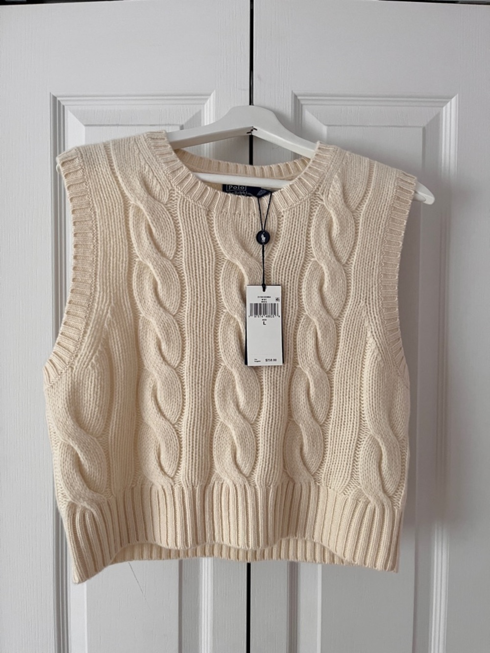 Ralph Lauren Cream Cable-Knit Pullover Sweater